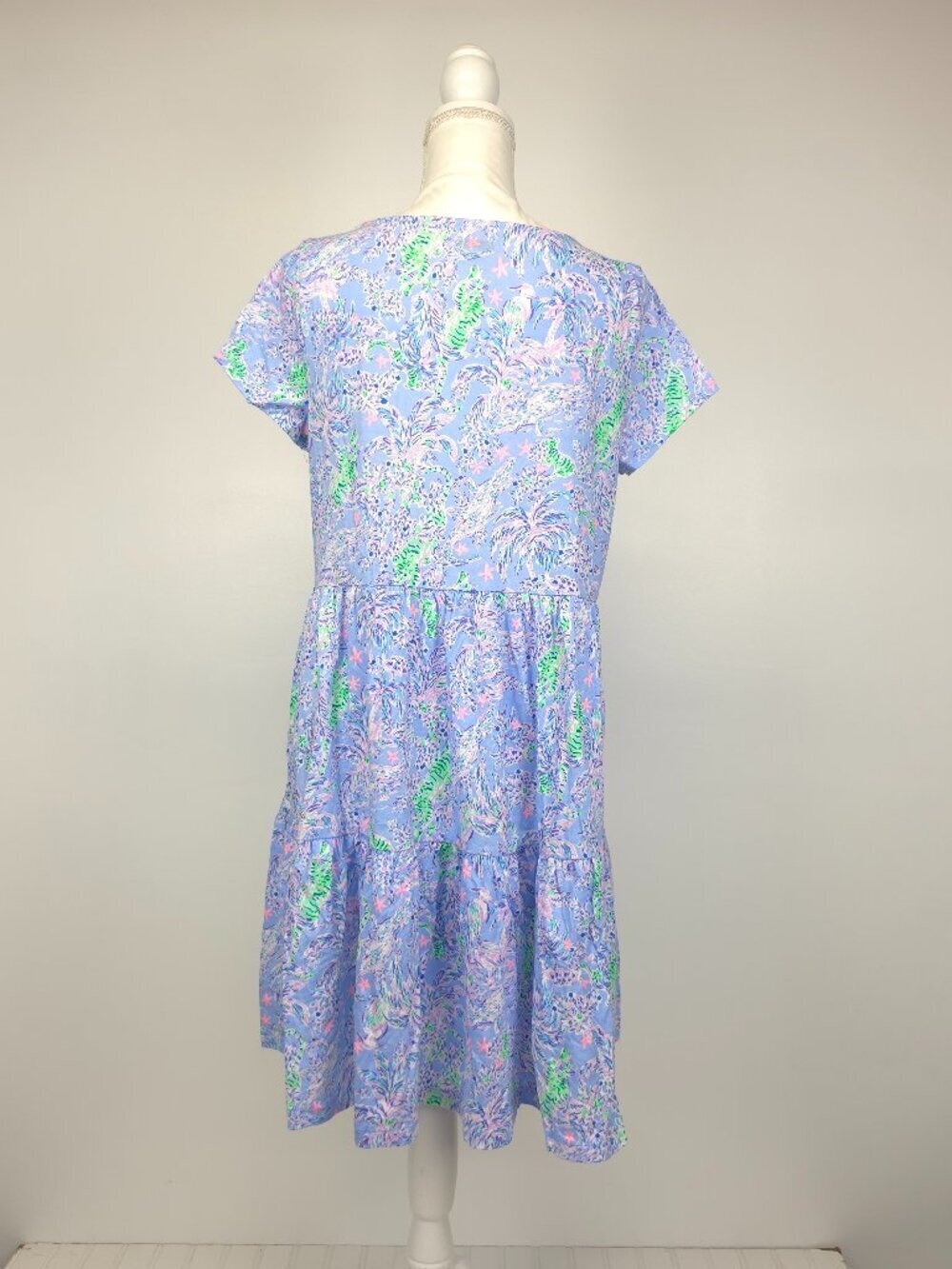 NWOT Lilly Pulitzer Geanna Short Sleeve Dress Blue Peri The Turtle Package Large - Picture 5 of 10